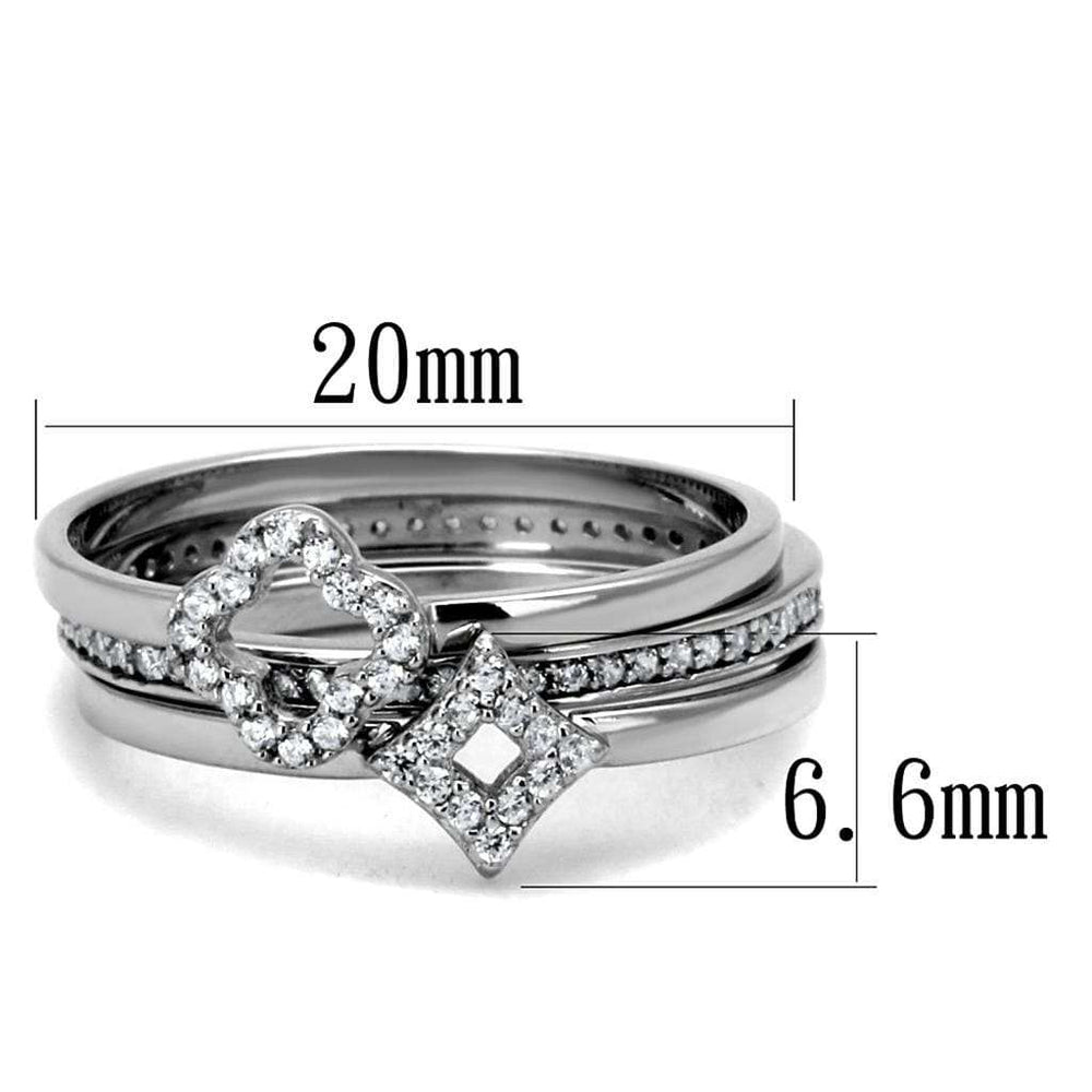 TS491 - Rhodium 925 Sterling Silver Ring with AAA Grade CZ in Clear - Alamode - Flyclothing LLC