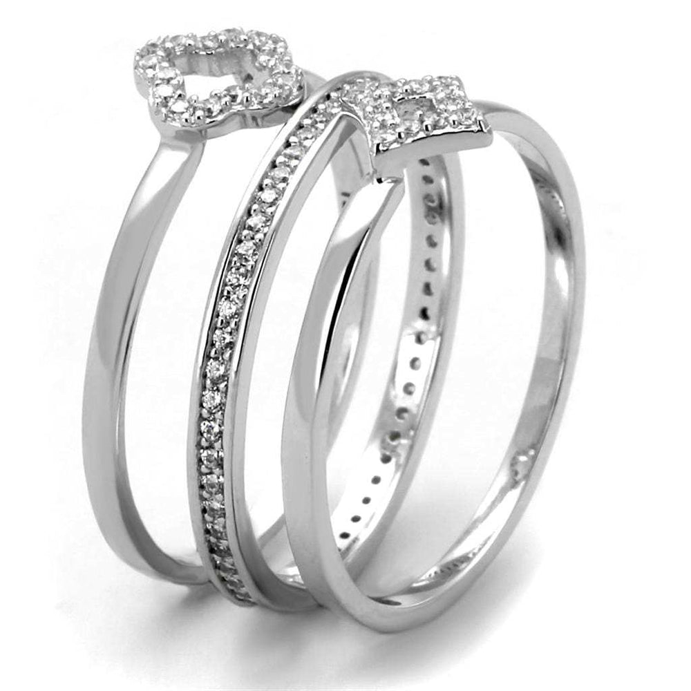 TS491 - Rhodium 925 Sterling Silver Ring with AAA Grade CZ in Clear - Alamode - Flyclothing LLC