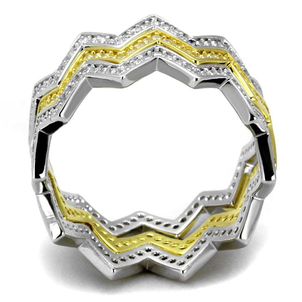 TS492 - Gold+Rhodium 925 Sterling Silver Ring with AAA Grade CZ in Clear - Alamode - Flyclothing LLC
