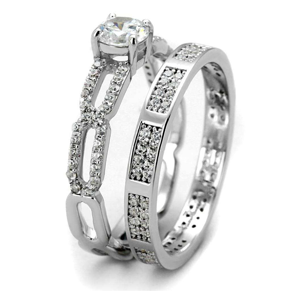 TS499 - Rhodium 925 Sterling Silver Ring with AAA Grade CZ in Clear - Alamode - Flyclothing LLC