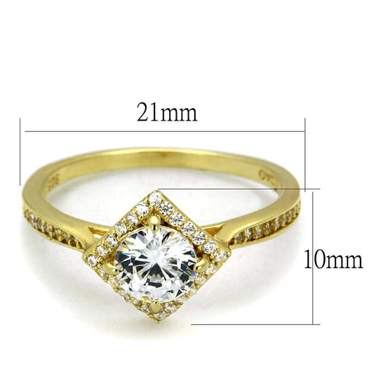 TS500 - Gold 925 Sterling Silver Ring with AAA Grade CZ in Clear - Alamode - Flyclothing LLC