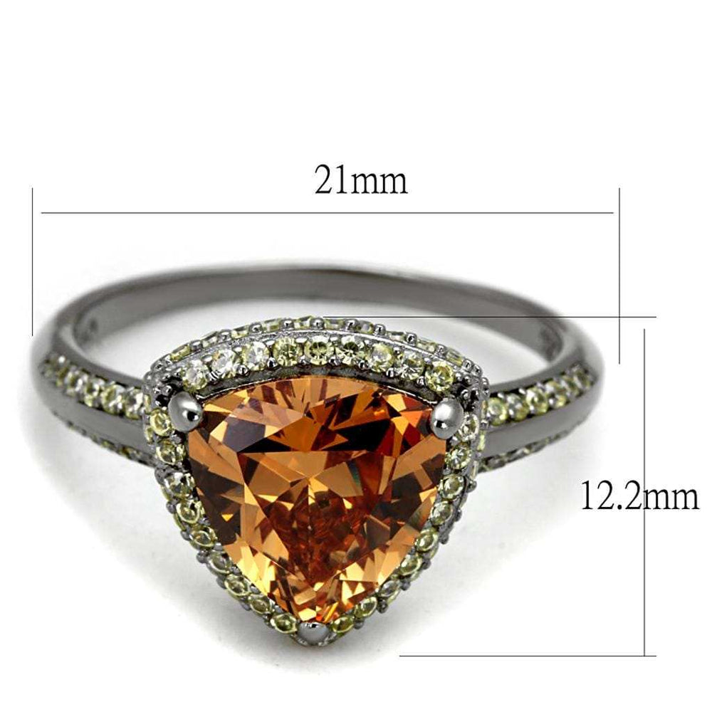 TS501 - Ruthenium 925 Sterling Silver Ring with AAA Grade CZ in Champagne - Alamode - Flyclothing LLC