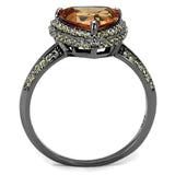 TS501 - Ruthenium 925 Sterling Silver Ring with AAA Grade CZ in Champagne - Alamode - Flyclothing LLC