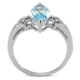 TS502 - Rhodium 925 Sterling Silver Ring with AAA Grade CZ in Sea Blue - Alamode - Flyclothing LLC