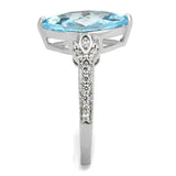 TS502 - Rhodium 925 Sterling Silver Ring with AAA Grade CZ in Sea Blue - Alamode - Flyclothing LLC