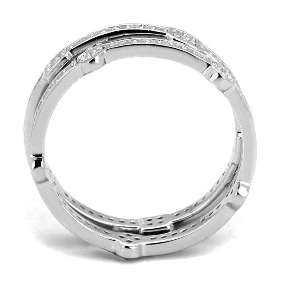 TS503 - Rhodium 925 Sterling Silver Ring with AAA Grade CZ in Clear - Alamode - Flyclothing LLC