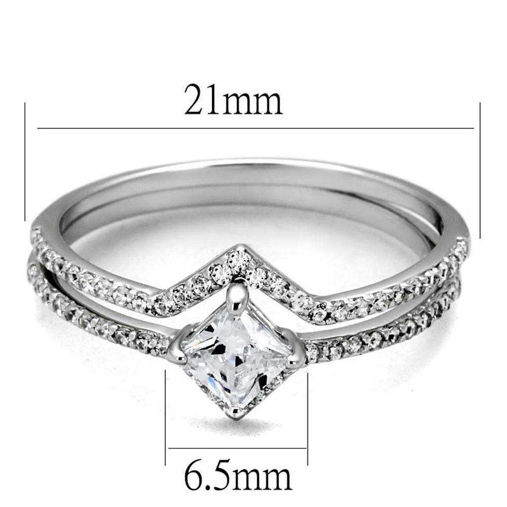 TS504 - Rhodium 925 Sterling Silver Ring with AAA Grade CZ in Clear - Alamode - Flyclothing LLC