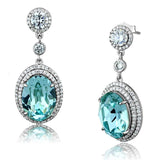 TS508 - Rhodium 925 Sterling Silver Earrings with Top Grade Crystal in Sea Blue - Alamode - Flyclothing LLC