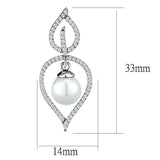 TS510 - Rhodium 925 Sterling Silver Earrings with Semi-Precious Glass Bead in White - Alamode - Flyclothing LLC