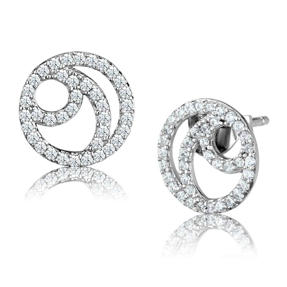 TS511 - Rhodium 925 Sterling Silver Earrings with AAA Grade CZ in Clear - Alamode - Flyclothing LLC