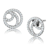 TS511 - Rhodium 925 Sterling Silver Earrings with AAA Grade CZ in Clear - Alamode - Flyclothing LLC