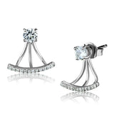 TS512 - Rhodium 925 Sterling Silver Earrings with AAA Grade CZ in Clear - Alamode - Flyclothing LLC