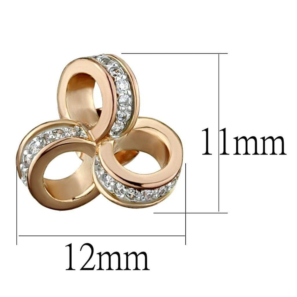 TS513 - Rose Gold + Rhodium 925 Sterling Silver Earrings with AAA Grade CZ in Clear - Alamode - Flyclothing LLC