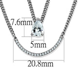 TS514 - Rhodium 925 Sterling Silver Necklace with AAA Grade CZ in Clear - Alamode - Flyclothing LLC