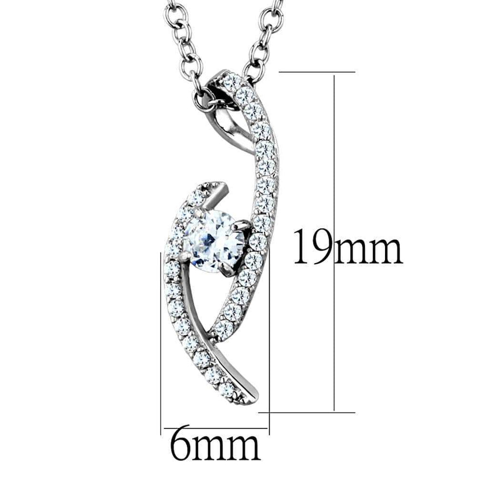 TS515 - Rhodium 925 Sterling Silver Necklace with AAA Grade CZ in Clear - Alamode - Flyclothing LLC