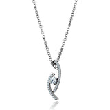 TS515 - Rhodium 925 Sterling Silver Necklace with AAA Grade CZ in Clear - Alamode - Flyclothing LLC