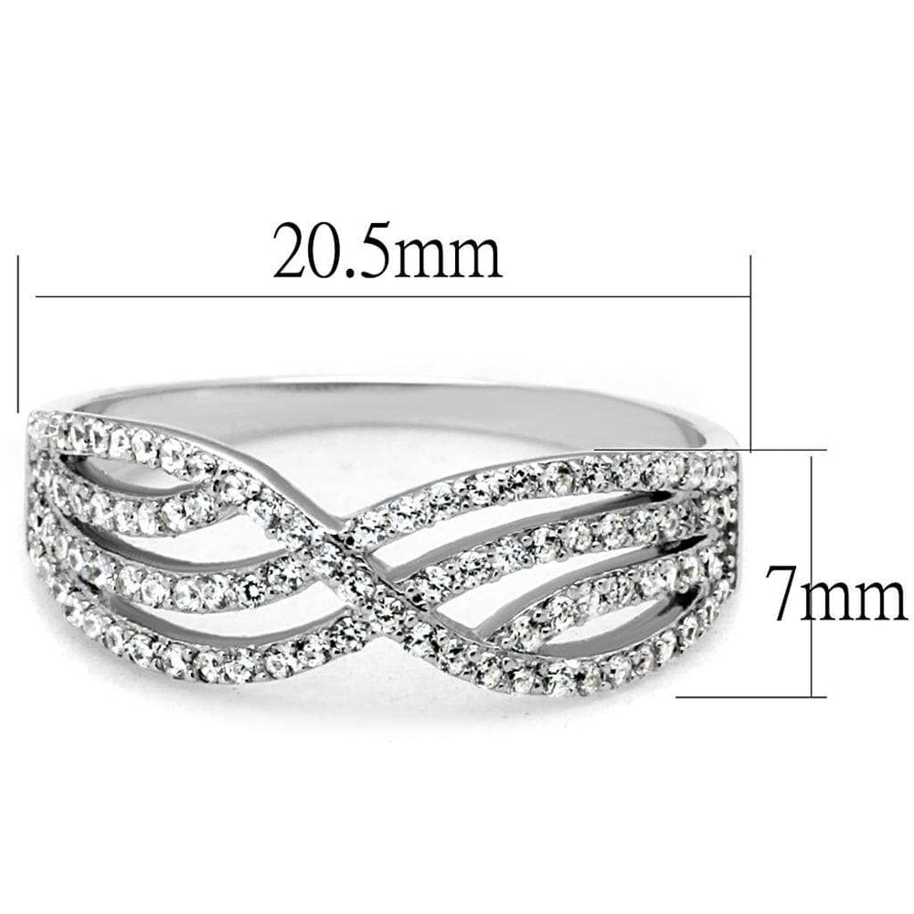 TS516 - Rhodium 925 Sterling Silver Ring with AAA Grade CZ in Clear - Alamode - Flyclothing LLC