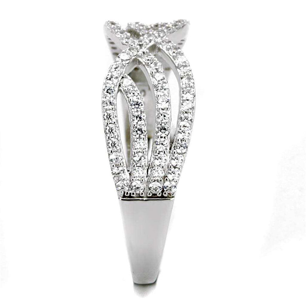 TS516 - Rhodium 925 Sterling Silver Ring with AAA Grade CZ in Clear - Alamode - Flyclothing LLC