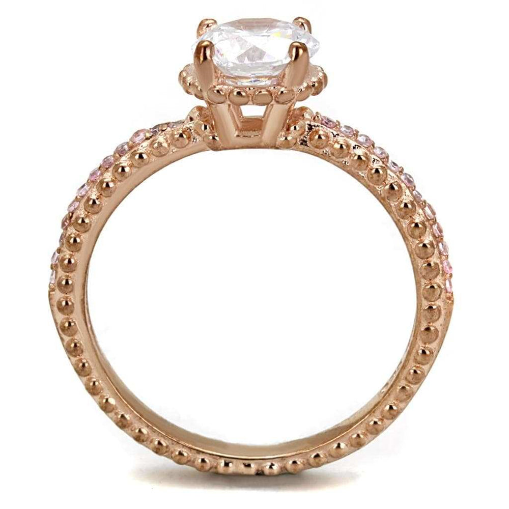 TS518 - Rose Gold 925 Sterling Silver Ring with AAA Grade CZ in Clear - Alamode - Flyclothing LLC