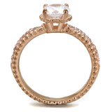 TS518 - Rose Gold 925 Sterling Silver Ring with AAA Grade CZ in Clear - Alamode - Flyclothing LLC