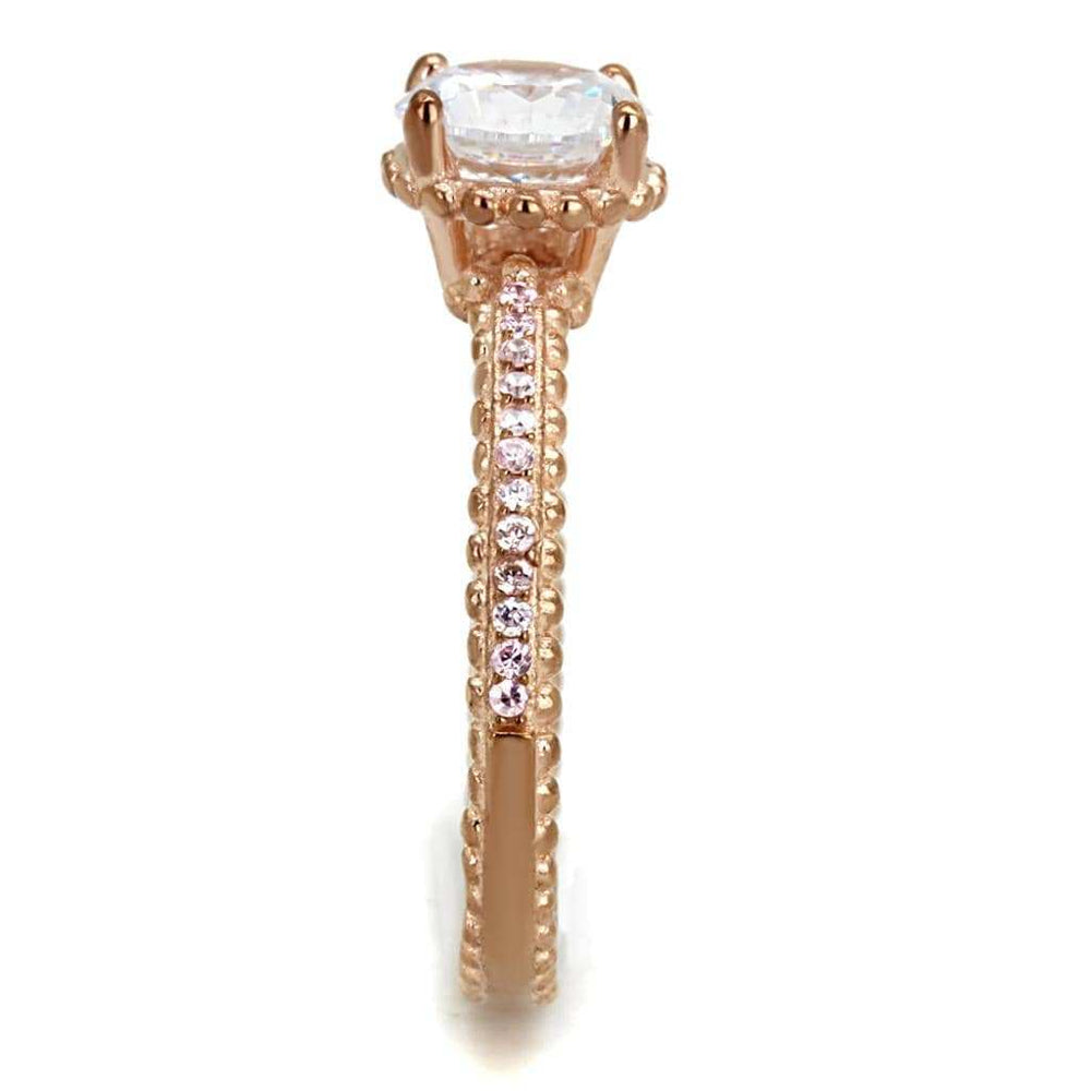 TS518 - Rose Gold 925 Sterling Silver Ring with AAA Grade CZ in Clear - Alamode - Flyclothing LLC
