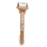 TS518 - Rose Gold 925 Sterling Silver Ring with AAA Grade CZ in Clear - Alamode - Flyclothing LLC