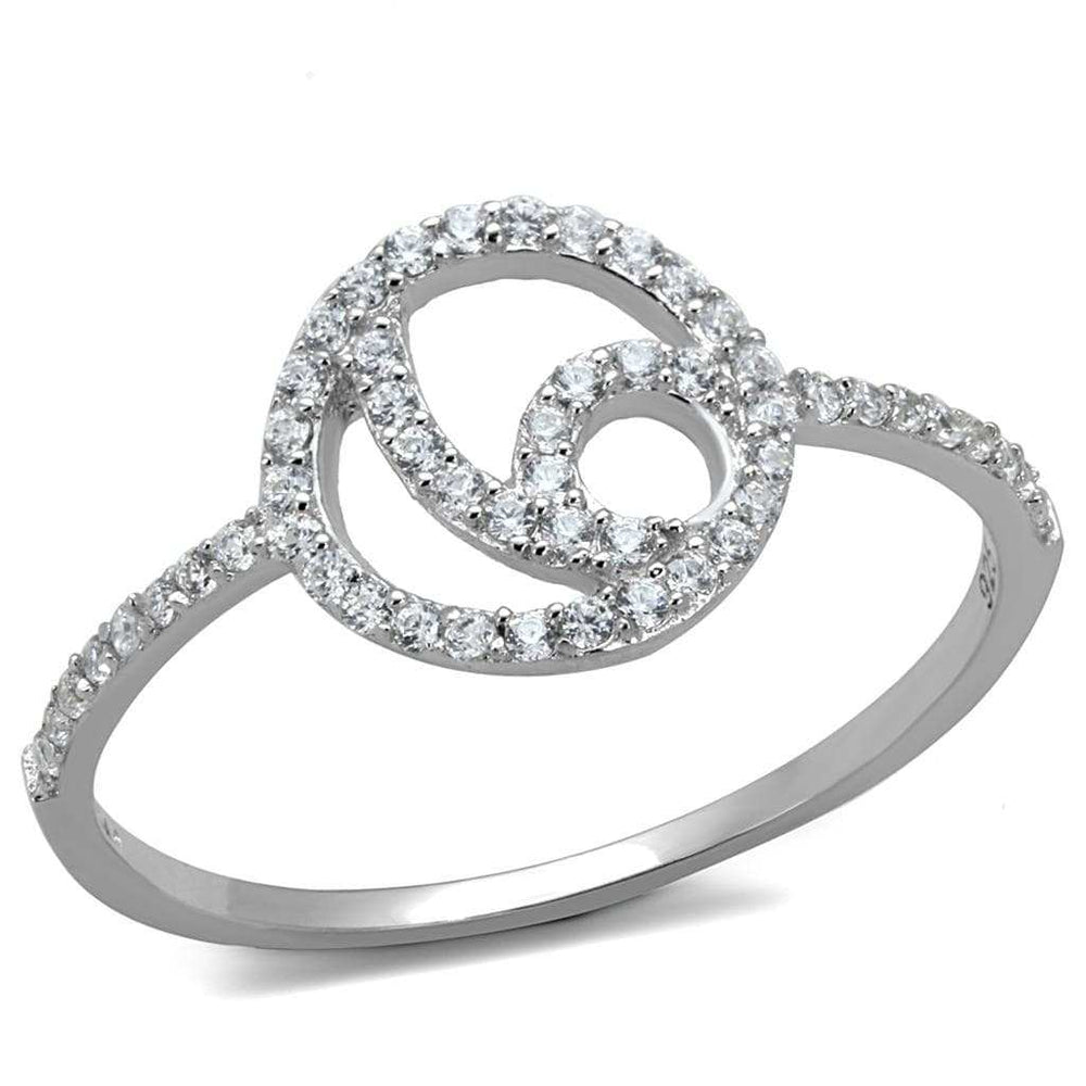 TS519 - Rhodium 925 Sterling Silver Ring with AAA Grade CZ in Clear - Alamode - Flyclothing LLC