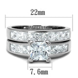 TS520 - Rhodium 925 Sterling Silver Ring with AAA Grade CZ in Clear - Alamode - Flyclothing LLC