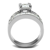 TS520 - Rhodium 925 Sterling Silver Ring with AAA Grade CZ in Clear - Alamode - Flyclothing LLC