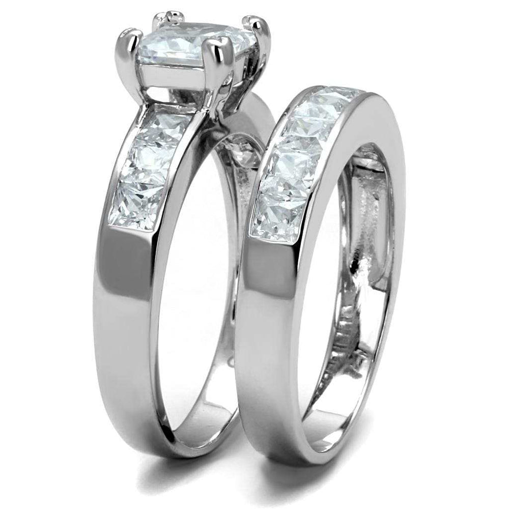 TS520 - Rhodium 925 Sterling Silver Ring with AAA Grade CZ in Clear - Alamode - Flyclothing LLC