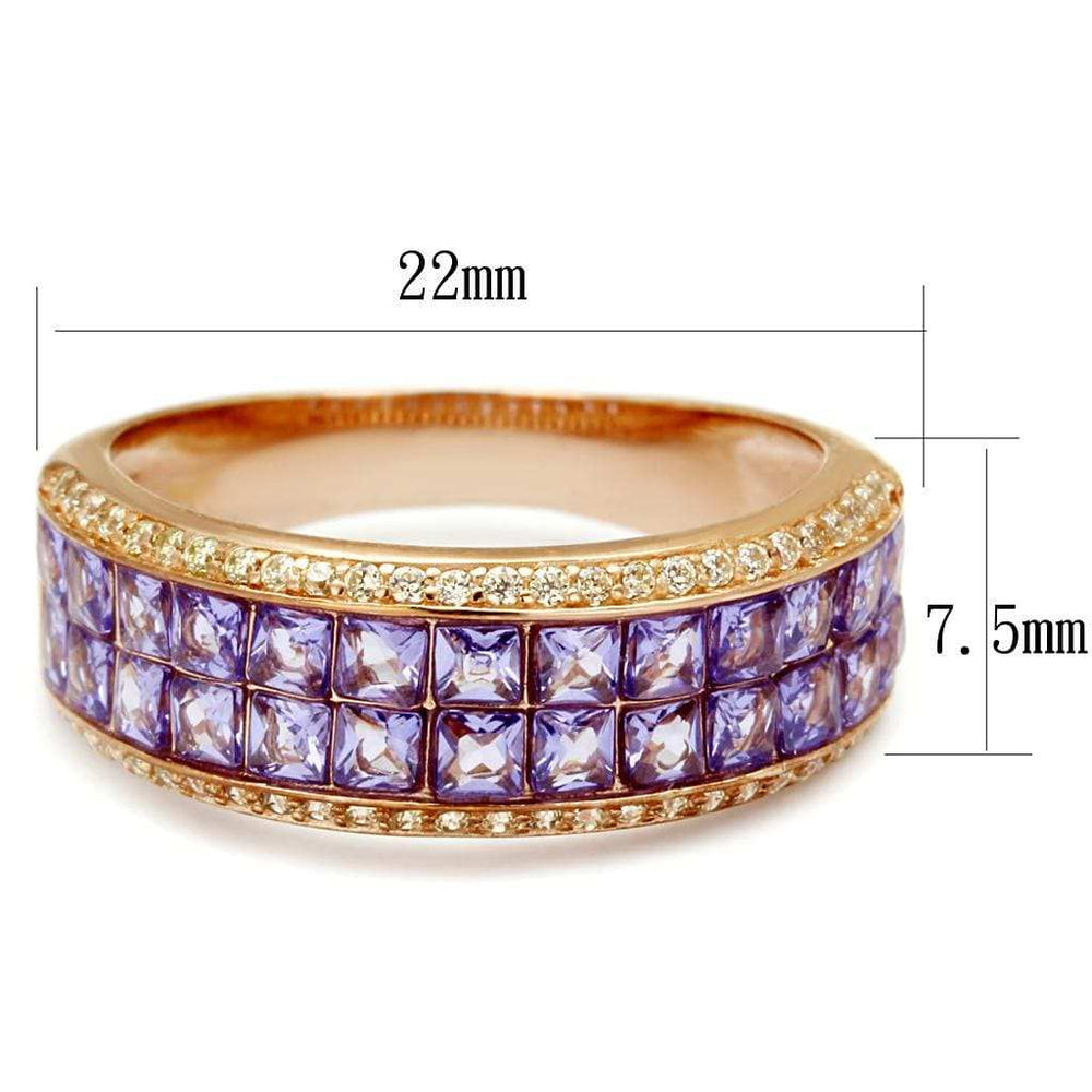 TS525 - Rose Gold 925 Sterling Silver Ring with AAA Grade CZ in Amethyst - Alamode - Flyclothing LLC