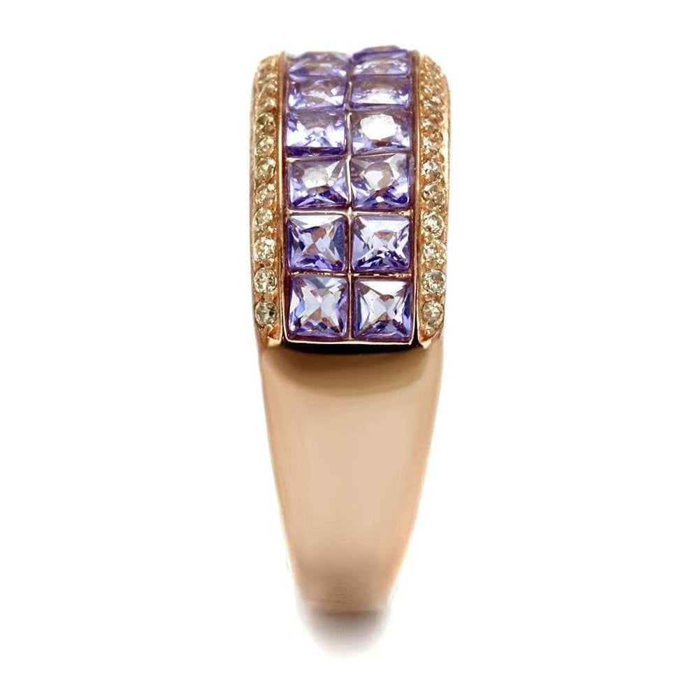 TS525 - Rose Gold 925 Sterling Silver Ring with AAA Grade CZ in Amethyst - Alamode - Flyclothing LLC