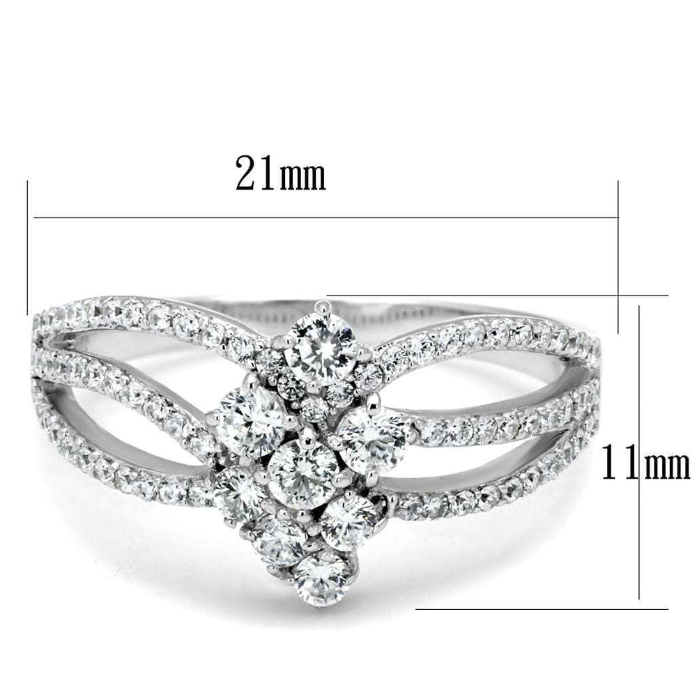 TS528 - Rhodium 925 Sterling Silver Ring with AAA Grade CZ in Clear - Alamode - Flyclothing LLC