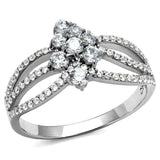 TS528 - Rhodium 925 Sterling Silver Ring with AAA Grade CZ in Clear - Alamode - Flyclothing LLC