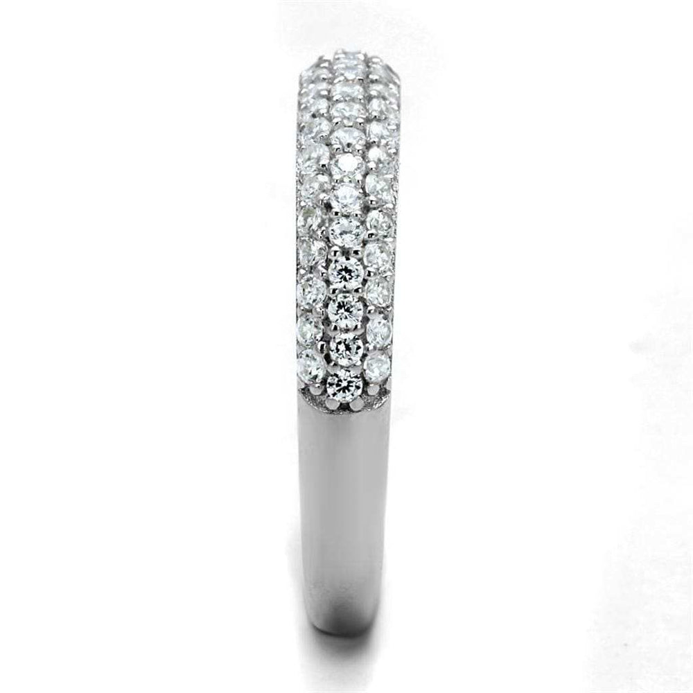 TS535 - Rhodium 925 Sterling Silver Ring with AAA Grade CZ in Clear - Alamode - Flyclothing LLC