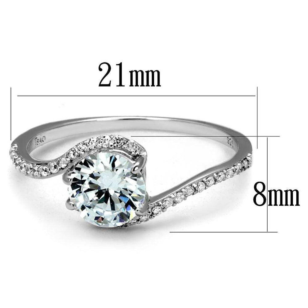 TS536 - Rhodium 925 Sterling Silver Ring with AAA Grade CZ in Clear - Alamode - Flyclothing LLC