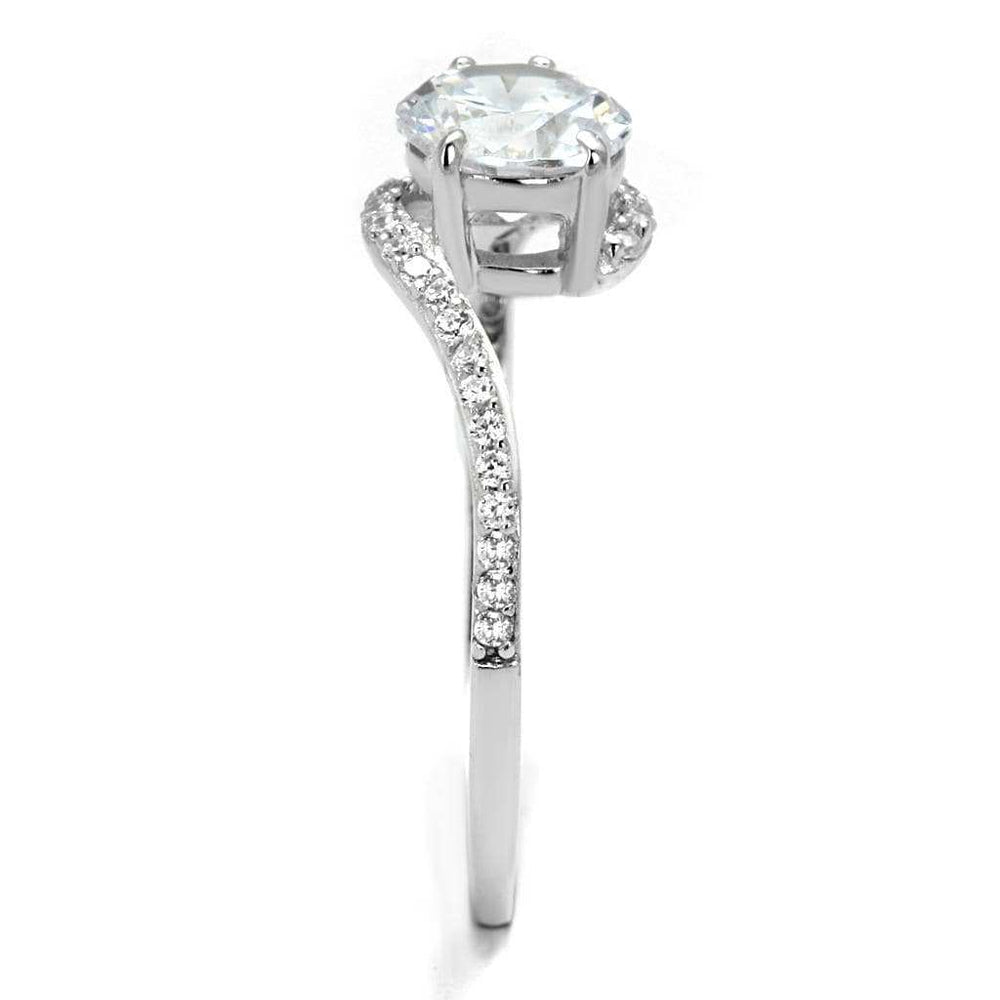 TS536 - Rhodium 925 Sterling Silver Ring with AAA Grade CZ in Clear - Alamode - Flyclothing LLC