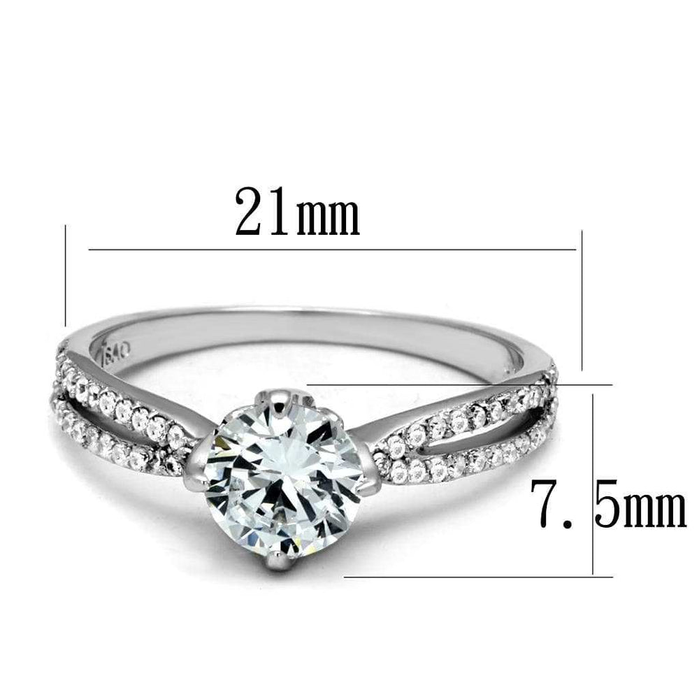 TS537 - Rhodium 925 Sterling Silver Ring with AAA Grade CZ in Clear - Alamode - Flyclothing LLC