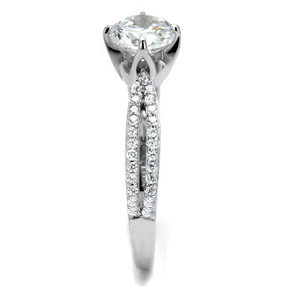 TS537 - Rhodium 925 Sterling Silver Ring with AAA Grade CZ in Clear - Alamode - Flyclothing LLC