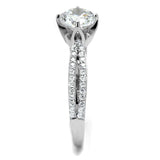 TS537 - Rhodium 925 Sterling Silver Ring with AAA Grade CZ in Clear - Alamode - Flyclothing LLC
