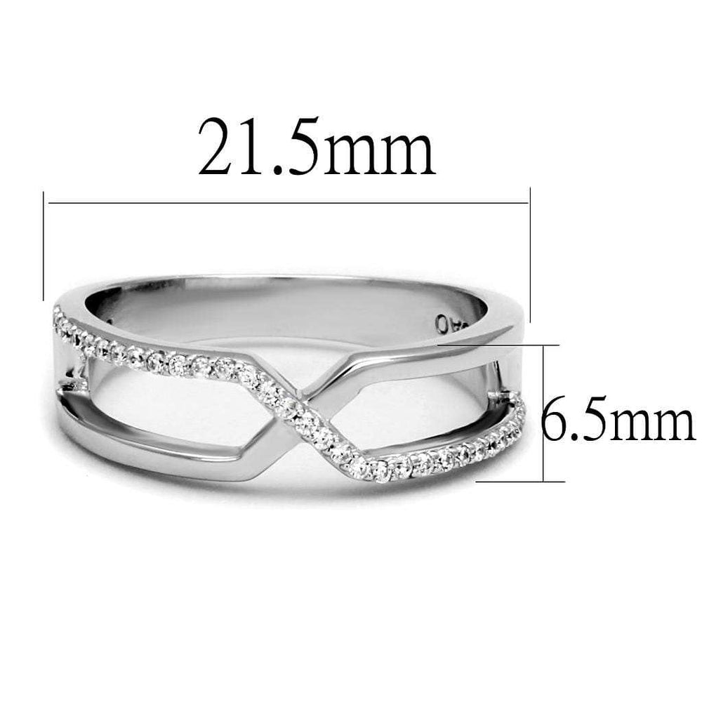 TS540 - Rhodium 925 Sterling Silver Ring with AAA Grade CZ in Clear - Alamode - Flyclothing LLC