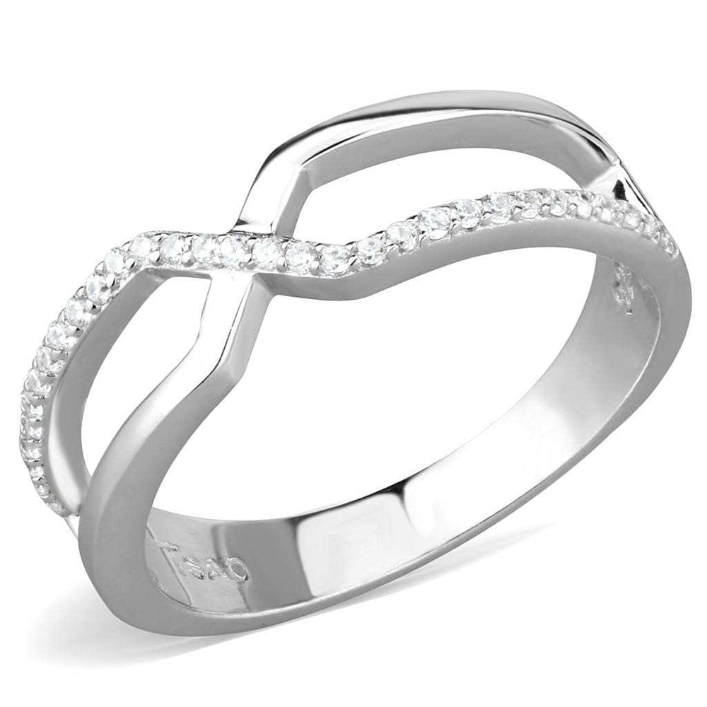 TS540 - Rhodium 925 Sterling Silver Ring with AAA Grade CZ in Clear - Alamode - Flyclothing LLC