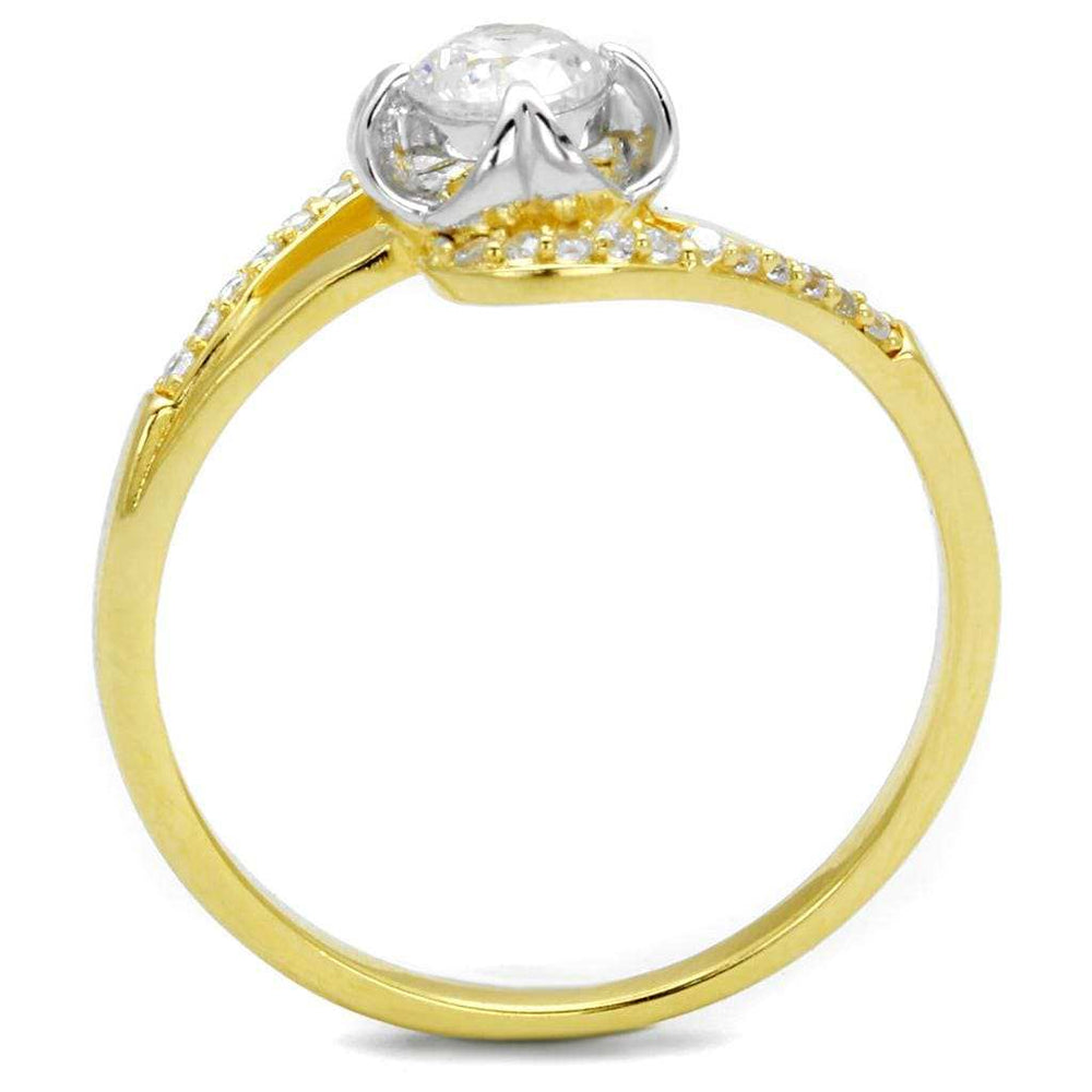 TS542 - Gold+Rhodium 925 Sterling Silver Ring with AAA Grade CZ in Clear - Alamode - Flyclothing LLC