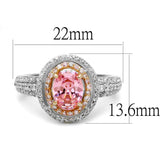 TS543 - Rose Gold + Rhodium 925 Sterling Silver Ring with AAA Grade CZ in Rose - Alamode - Flyclothing LLC