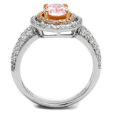 TS543 - Rose Gold + Rhodium 925 Sterling Silver Ring with AAA Grade CZ in Rose - Alamode - Flyclothing LLC