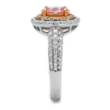 TS543 - Rose Gold + Rhodium 925 Sterling Silver Ring with AAA Grade CZ in Rose - Alamode - Flyclothing LLC