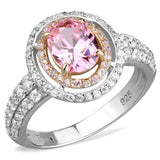 TS543 - Rose Gold + Rhodium 925 Sterling Silver Ring with AAA Grade CZ in Rose - Alamode - Flyclothing LLC