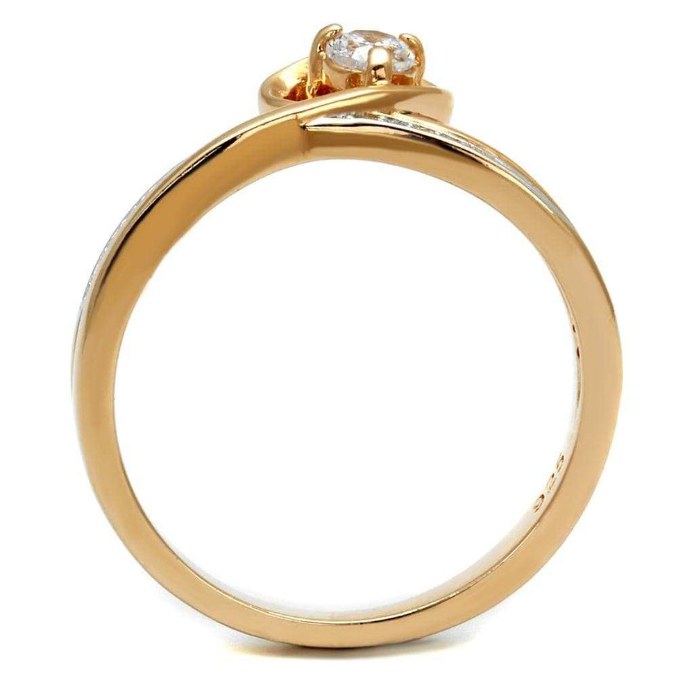 TS544 - Rose Gold + Rhodium 925 Sterling Silver Ring with AAA Grade CZ in Clear - Alamode - Flyclothing LLC