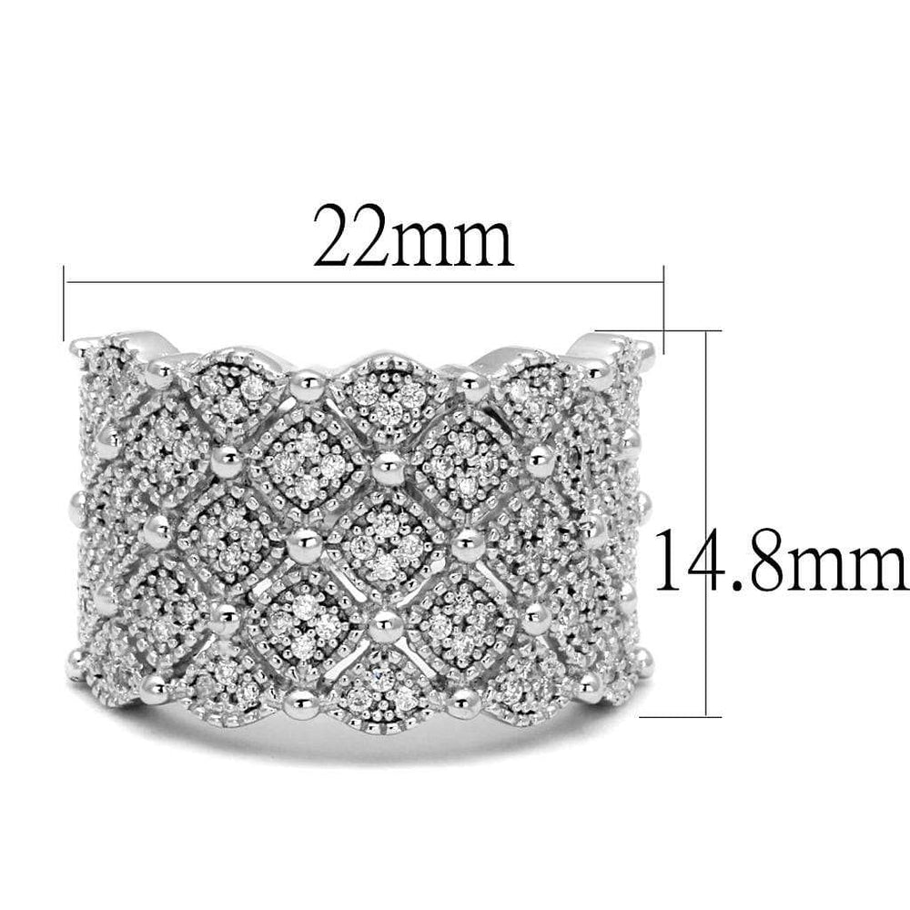 TS546 - Rhodium 925 Sterling Silver Ring with AAA Grade CZ in Clear - Alamode - Flyclothing LLC