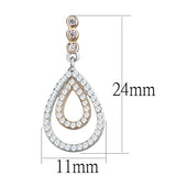 TS548 - Rose Gold + Rhodium 925 Sterling Silver Earrings with AAA Grade CZ in Clear - Alamode - Flyclothing LLC